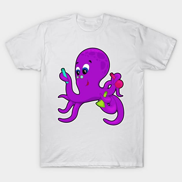 Octopus as Teacher with Laboratory equipment T-Shirt by Markus Schnabel